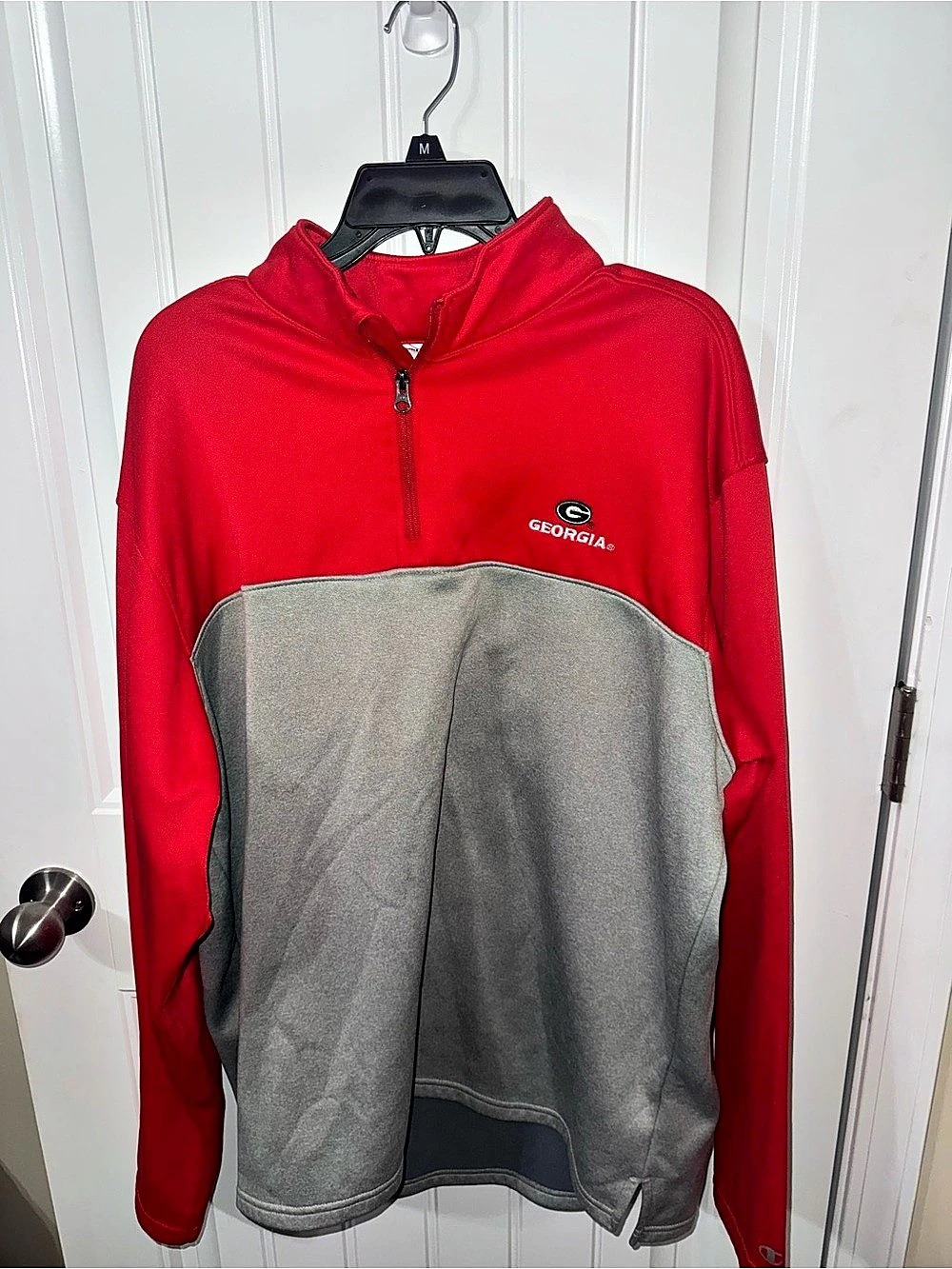 Champion Georgia Bulldogs Fleece Quarter-Zip Pullover Red & Gray XL